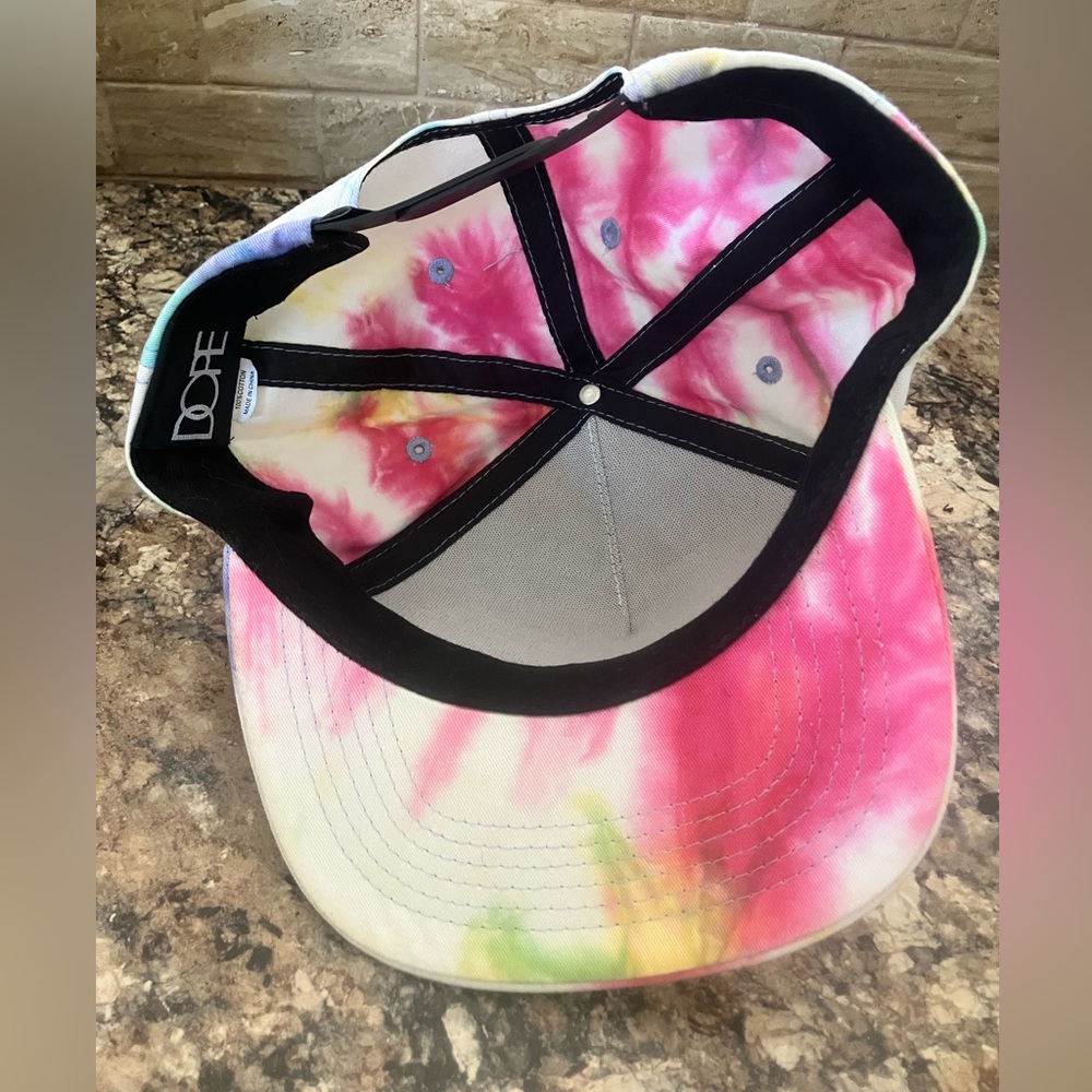 DOPE Pink and Blue Tie-Dye Snapback Hat - Picture 3 of 4
